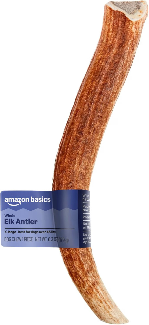 Amazon Basics Whole Elk Antler Dog Chew XL 9.5-10.5in Dogs 45lb+ New